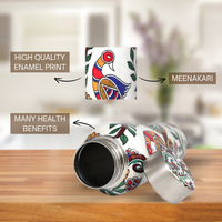 Madhubani Designs Handcrafted Eco-Friendly Meenakari Steel Bottle(1L)