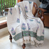 Floral Handblock Printed Cotton Throw with Lavender Motif & Green Border | Perfect for Living Room and Bedroom Decor
