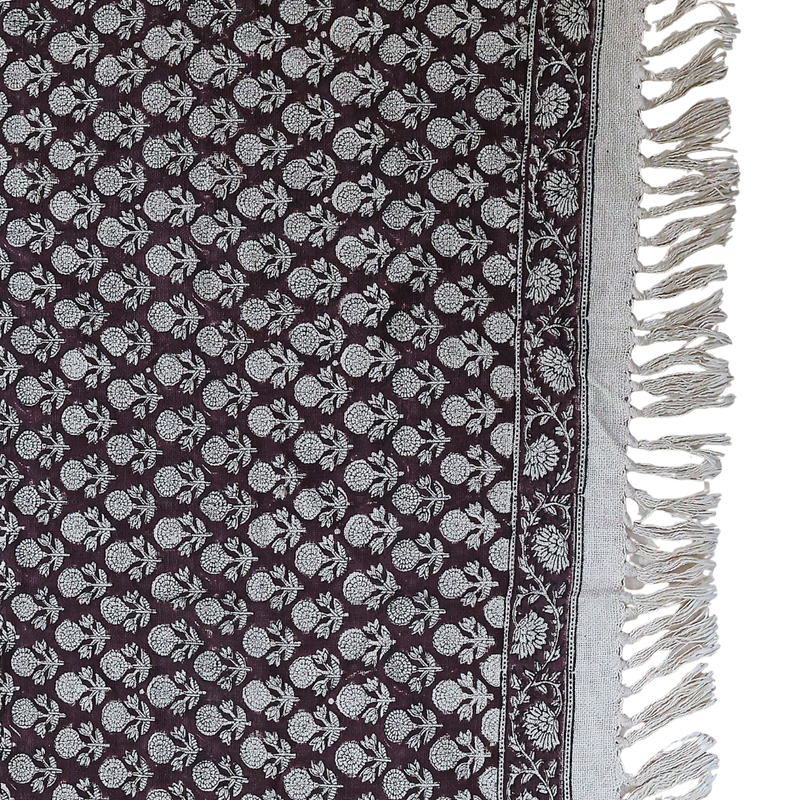Brown Cotton Throw Floral Print – Heritage Sofa Throw | Perfect for Living Room and Bedroom Decor