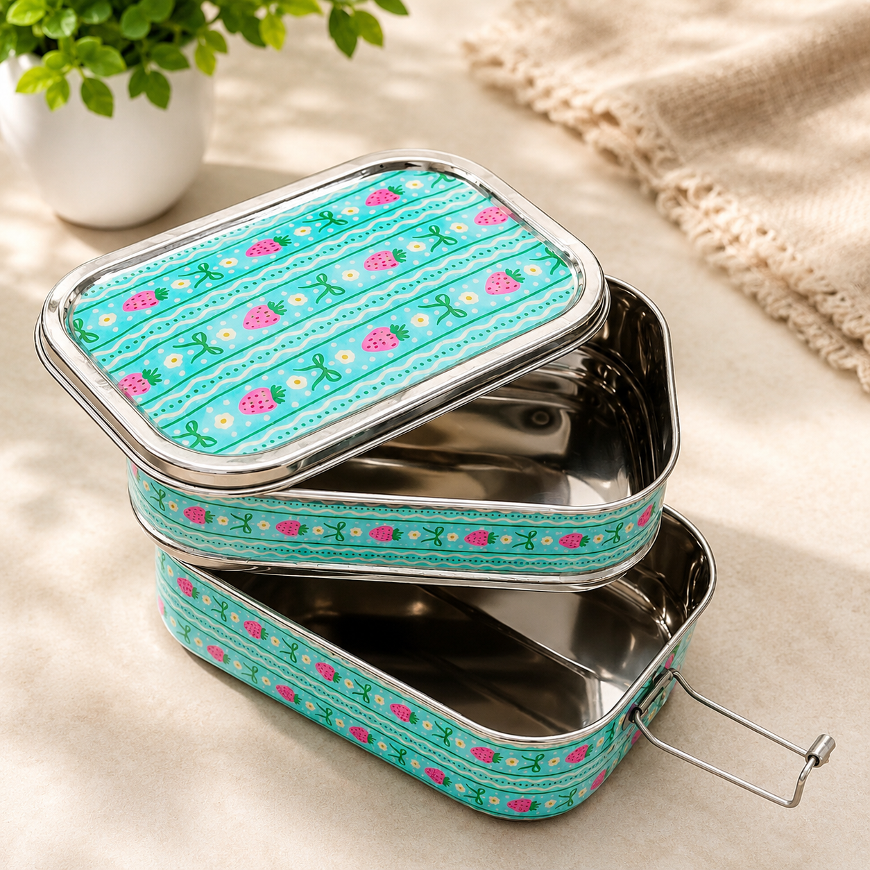 Eco-Friendly Ethnic Meenakari 2-Tier Steel Tiffin