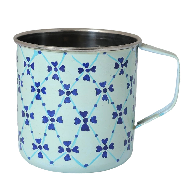 Stainless Steel Floral Print Mugs Set of 2