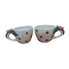 Polka Dot Rose Handle Mugs – Set of 2