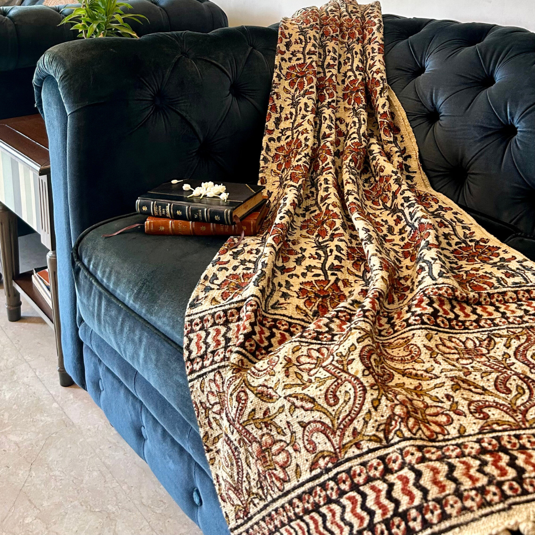 Cotton Handcrafted Throw Blanket | Perfect for Living Room and Bedroom Decor