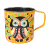 Stainless Steel Yellow Owl Print Mugs Set of 2