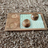 Green Wooden Serving Platter with 2 Bowls | Handcrafted Serving Set of 3