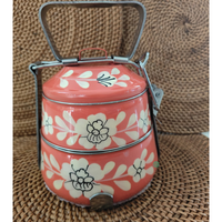 Ethnic Enamelware Steel Lunch Box – 2 Tier, Sustainable & Reusable