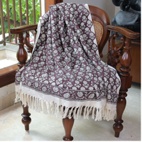Brown Cotton Throw Floral Print – Heritage Sofa Throw | Perfect for Living Room and Bedroom Decor