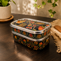 Eco-Friendly Ethnic Meenakari 2-Tier Steel Tiffin