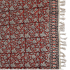 Handblock Floral Cotton Throw with Tassels – Vintage Red Sofa Throw | Perfect for Living Room and Bedroom Decor