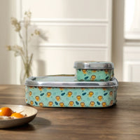 Meenakari Steel Tiffin Box – Stylish & Durable -Set Of 3 (Lion + Jungle + Strawberry)