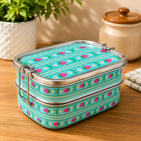 Eco-Friendly Ethnic Meenakari 2-Tier Steel Tiffin