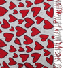 Red Heart Block Print Cotton Throw with Tassels| Perfect for Living Room and Bedroom Decor