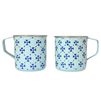 Stainless Steel Floral Print Mugs Set of 2