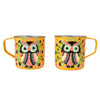 Stainless Steel Yellow Owl Print Mugs Set of 2