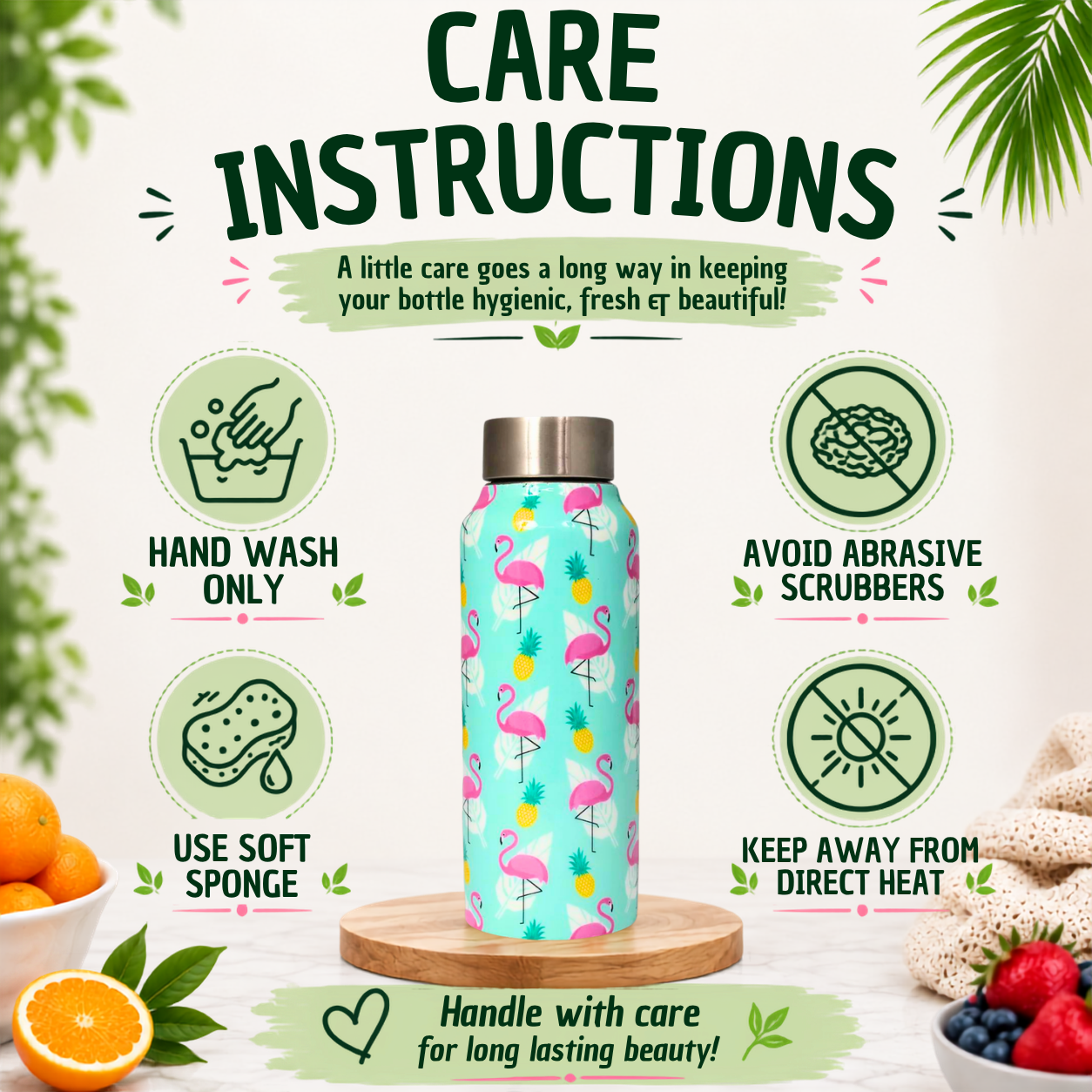 Handcrafted Eco-Friendly Meenakari Steel Bottle(750 ML)