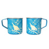 Stainless Steel Bird Print Mugs Set of 2