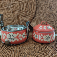 Ethnic Enamelware Steel Lunch Box – 2 Tier, Sustainable & Reusable