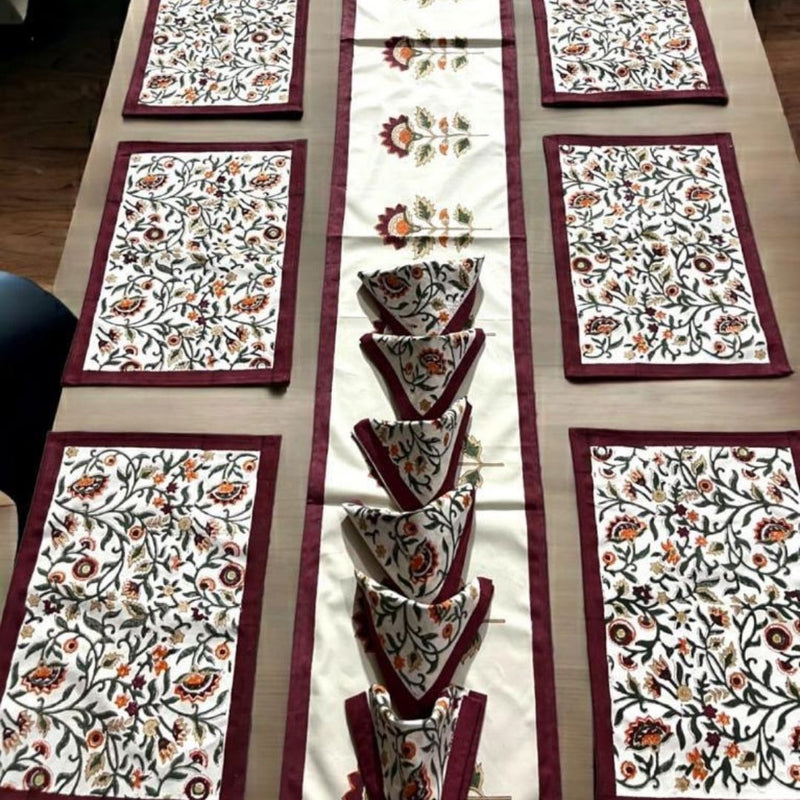 Kashmiri Embroidered Dining Table Set – Handcrafted Elegance for Your Table