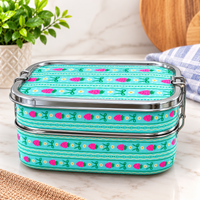 Eco-Friendly Ethnic Meenakari 2-Tier Steel Tiffin