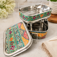 Eco-Friendly Ethnic Meenakari 2-Tier Steel Tiffin