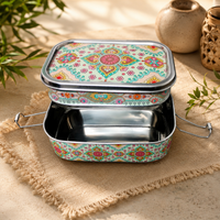 Eco-Friendly Ethnic Meenakari 2-Tier Steel Tiffin