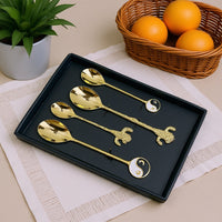 Luxury Gold Spoon Set with Decorative Handles – (Set of 4)