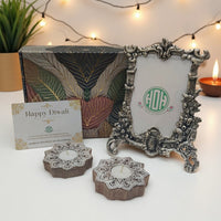 Diwali Gift Box – Photo Frame & Wooden Diya Combo