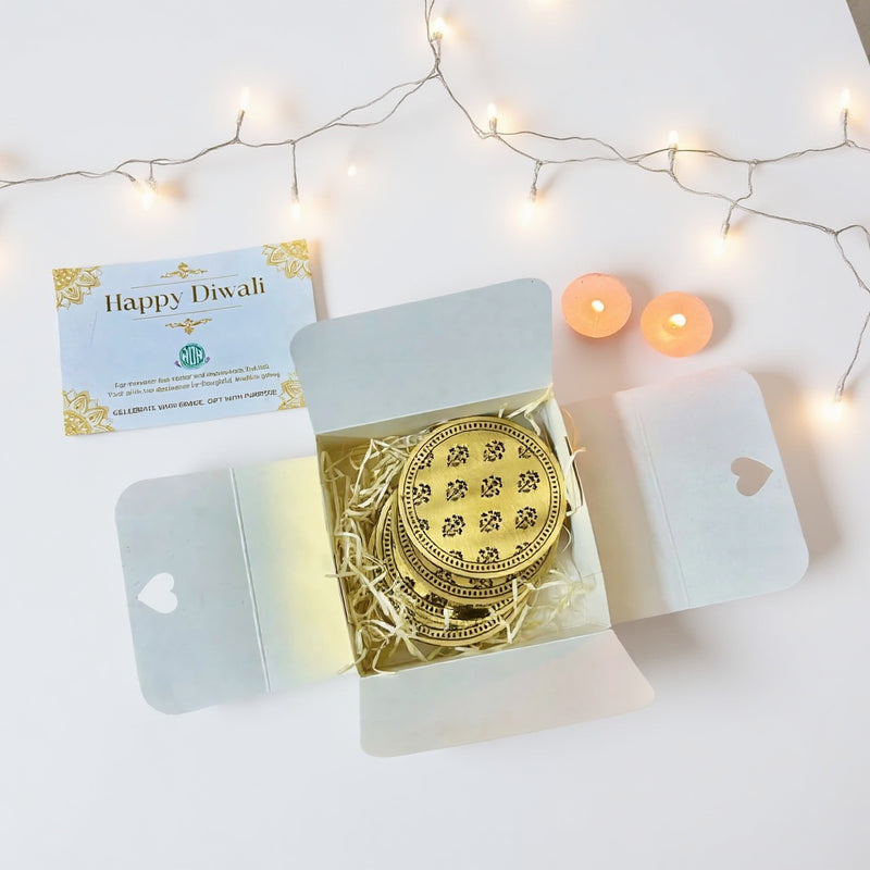 Elegant Brass Coaster Set for Diwali Gifting