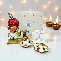 Diwali Gift Box – Krishna T-Light & Metal Wax Diya Combo