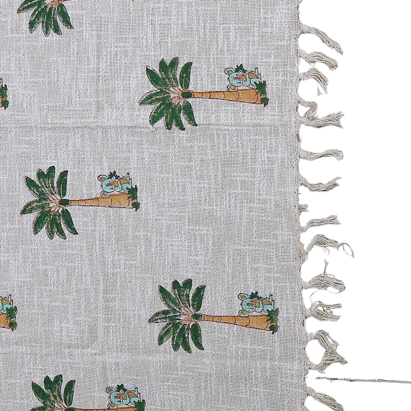 Koala & Palm Tree Block Print Kids Cotton Throw  | Perfect for Living Room and Bedroom Decor
