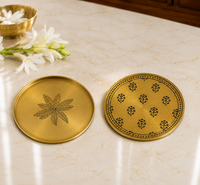 Embossed Brass Coaster Set of 2