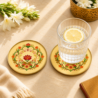 Embossed Brass Coaster Set of 4
