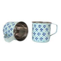 Stainless Steel Floral Print Mugs Set of 2