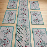 Pastel Bloom Printed Dining Table Set – Soft Floral Cotton Table Linen