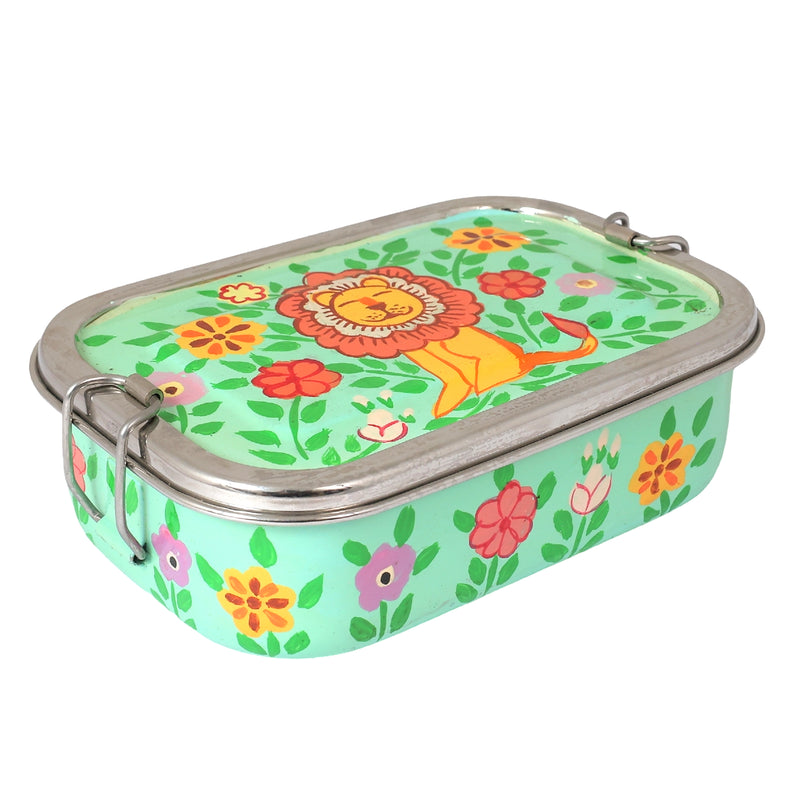 Stainless Steel Lion Print Lunchbox