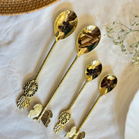 Luxury Gold-Plated Pineapple and butterfly Cutlery Set (Set of 4)