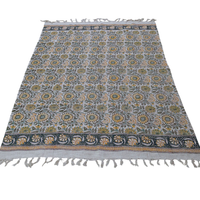 Sunflower Bloom Block Print Cotton Throw | Perfect for Living Room and Bedroom Decor
