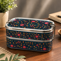 Eco-Friendly Ethnic Meenakari 2-Tier Steel Tiffin