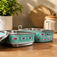 Eco-Friendly Ethnic Meenakari 2-Tier Steel Tiffin