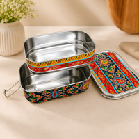 Eco-Friendly Ethnic Meenakari 2-Tier Steel Tiffin