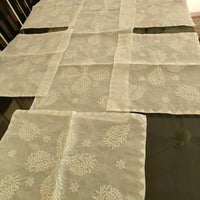 Chikankari Cotton White Table Set | Includes 6 Placemats, 6 Napkins & 1 Table Runner