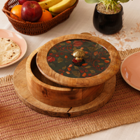 Elegant Pichwai Print Wooden Roti Box  | Ecofriendly Tableware | Stylish & Durable