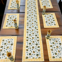 Floral Hand Block Print Dining Table Set – Artisan Cotton Table Linen