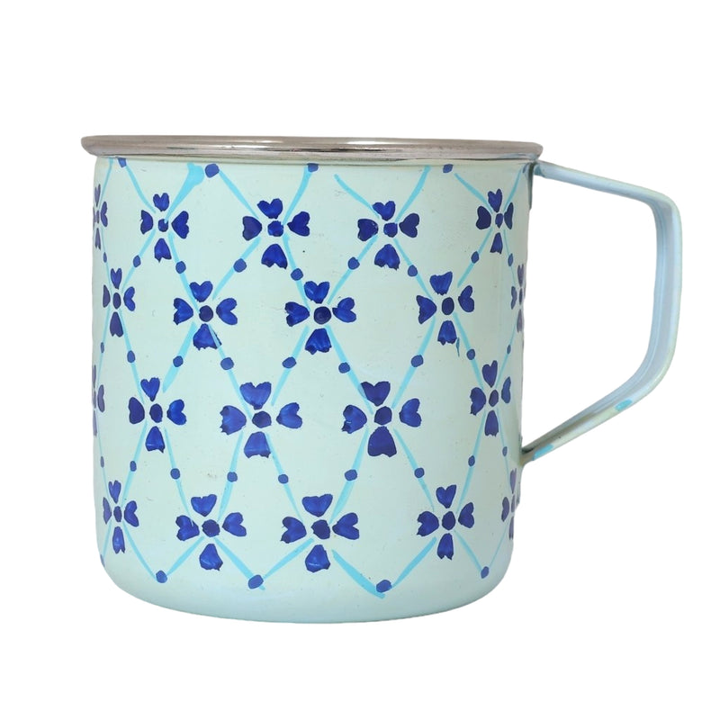 Stainless Steel Floral Print Mugs Set of 2