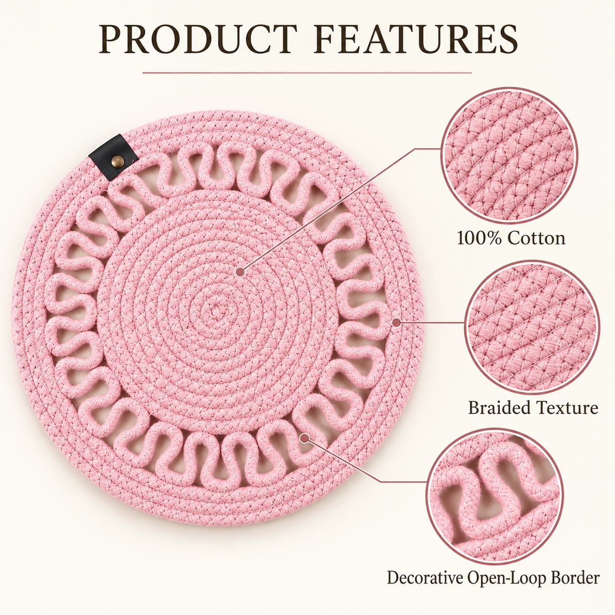 Handcrafted Round Braided Table Mat Set of 4