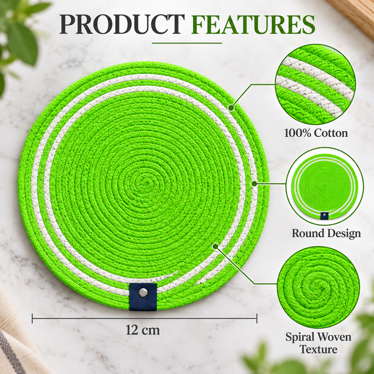 Handwoven Round Dining Table Placemats – Set of 4