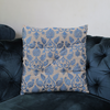 Elegant Blue Leaf Brocade Cushion – Luxe Decorative Sofa Pillow