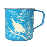 Stainless Steel Bird Print Mugs Set of 2