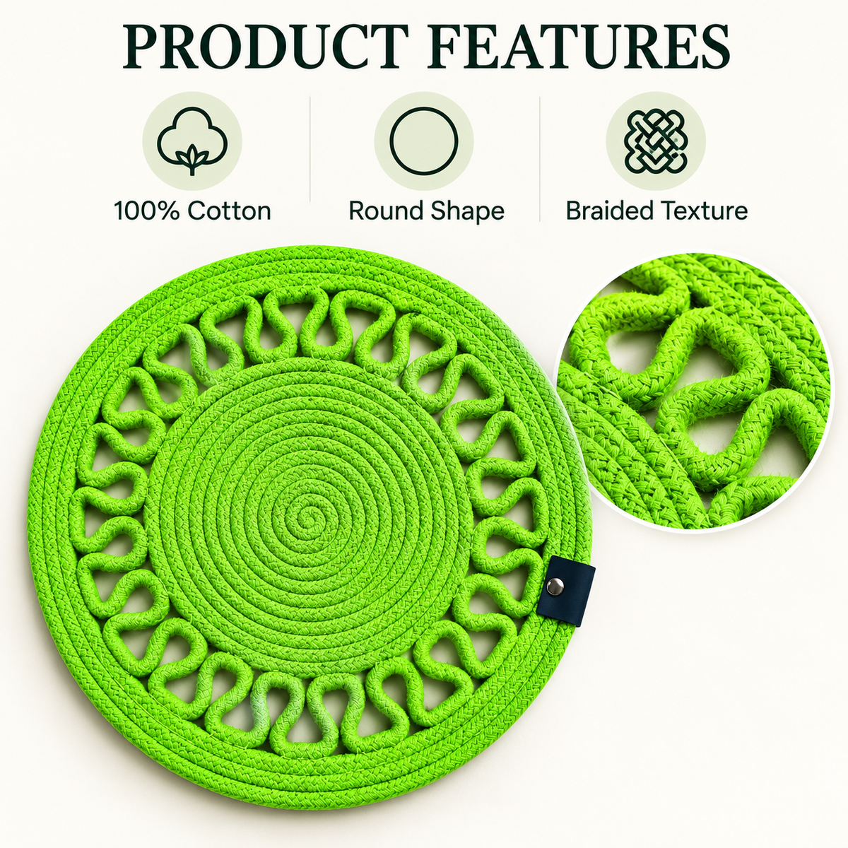 Handcrafted Round Braided Table Mat Set of 4