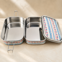 Eco-Friendly Ethnic Meenakari 2-Tier Steel Tiffin